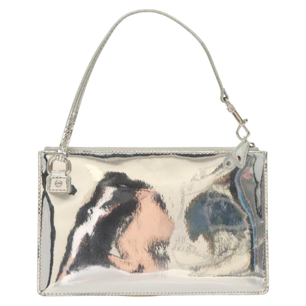 Louis Vuitton Pochette Plate Monogram Mirror Silver Patent_Leather Clutche & Pouche Bag