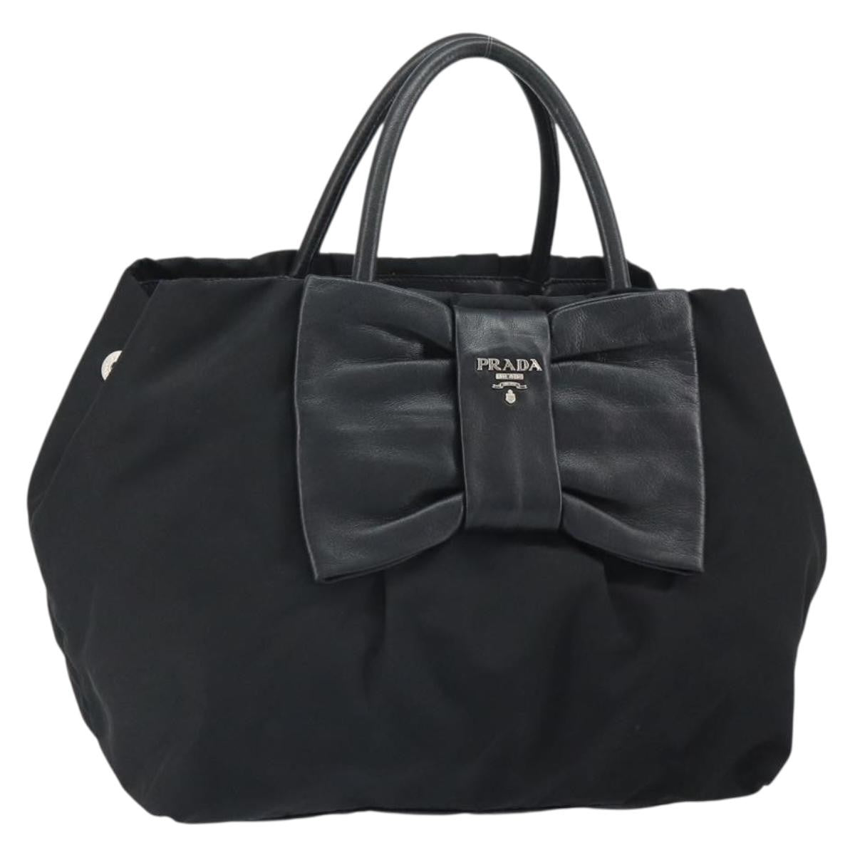 Prada Bow Tote Tessuto With Leather Black Nylon Tote Bag Bag