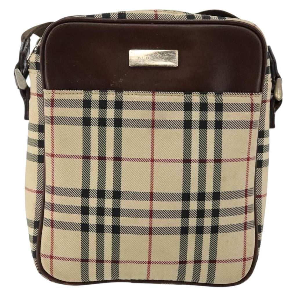 Burberry Zip Messenger Bag Nova Check Canvas And Leather Beige Canvas Shoulder Bag