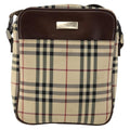 Burberry Zip Messenger Bag Nova Check Canvas And Leather Beige Canvas Shoulder Bag