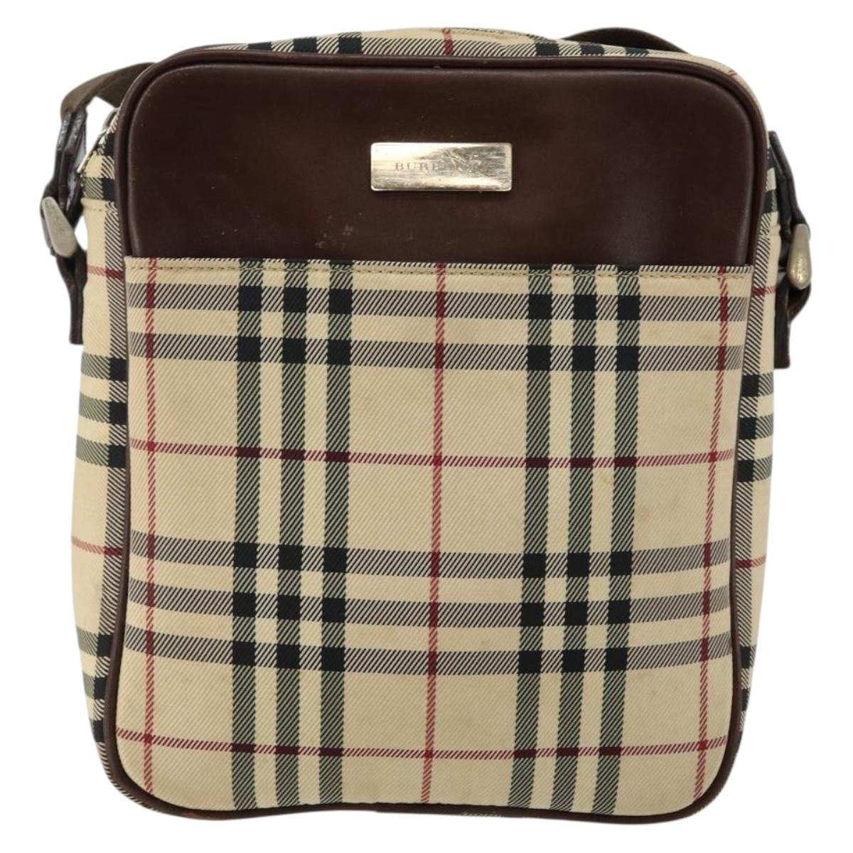Burberry Zip Messenger Bag Nova Check Canvas And Leather Beige Canvas Shoulder Bag