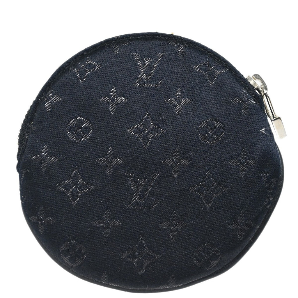 Louis Vuitton Round Coin Purse Limited Edition Monogram Silk Black Silk Wallets Accessory