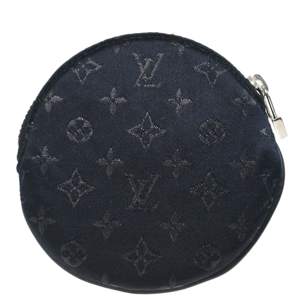 Louis Vuitton Round Coin Purse Limited Edition Monogram Silk Black Silk Wallets Accessory