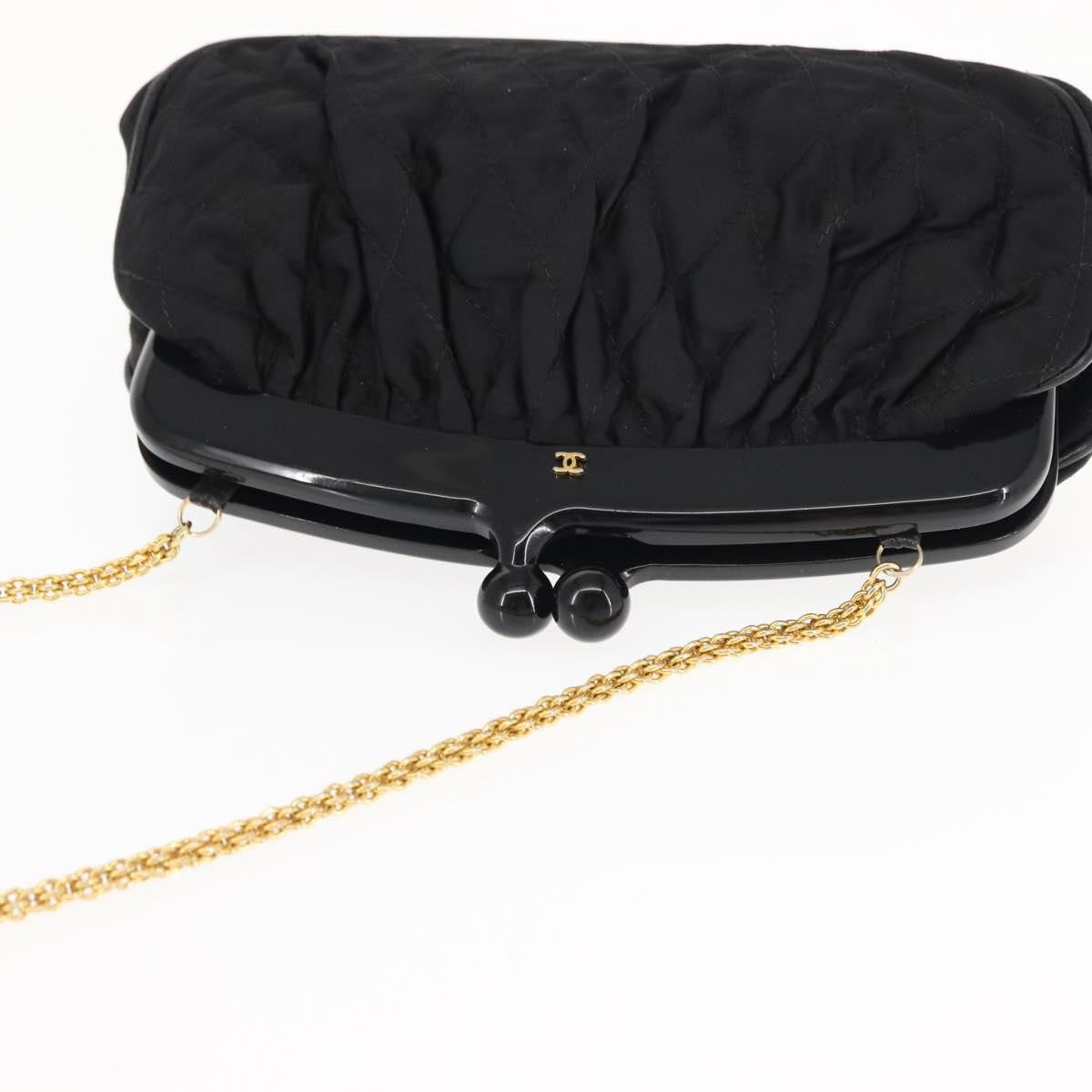 Chanel Chain Clutch Canvas And Leather Black Satin Shoulder Bag Bag