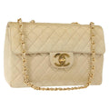 Chanel Vintage Classic Single Flap Bag Silk Beige Satin Shoulder Bag Bag