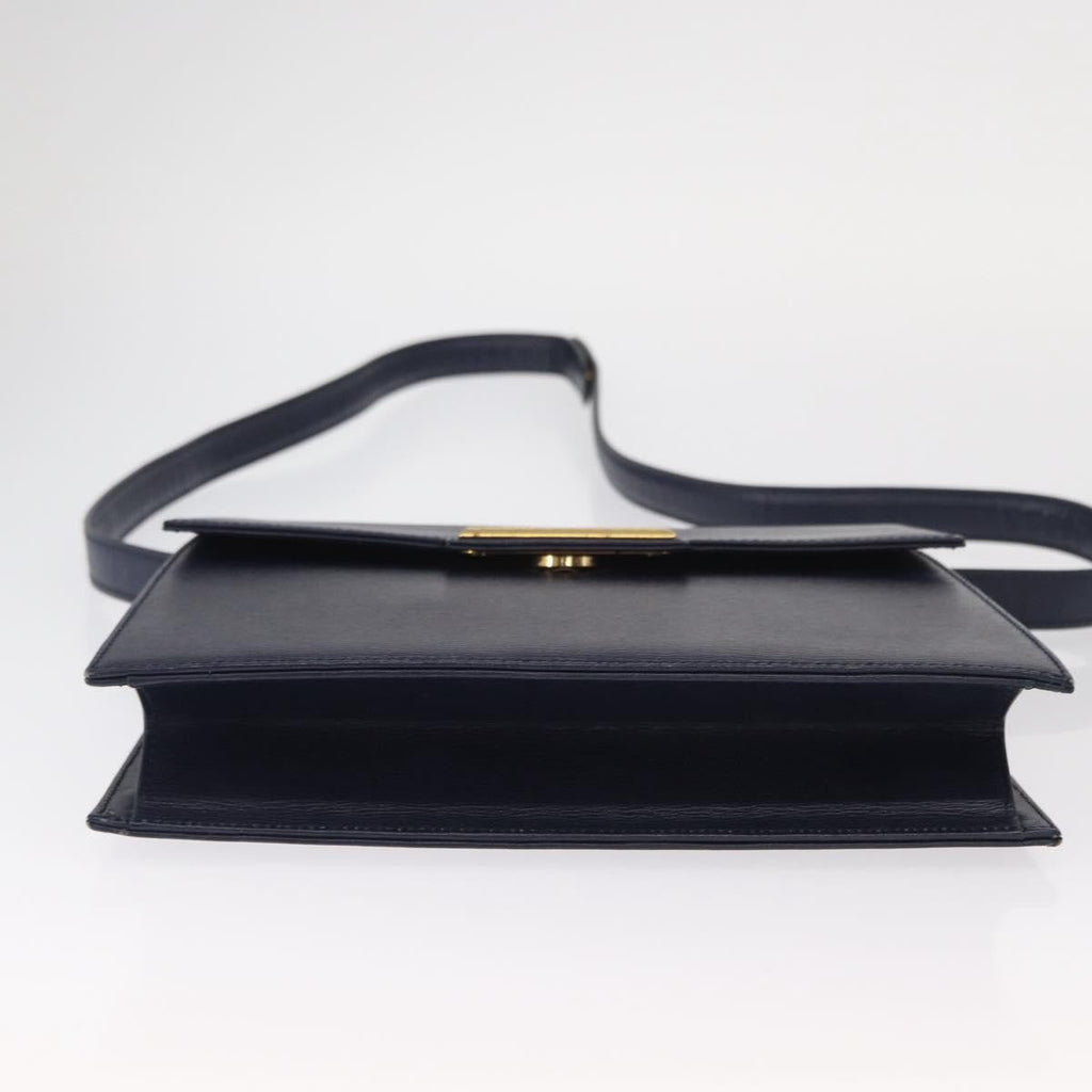 Christian Dior Vintage Cd Flap Shoulder Bag Leather Navy Leather Shoulder Bag Bag (Pre-Owned)