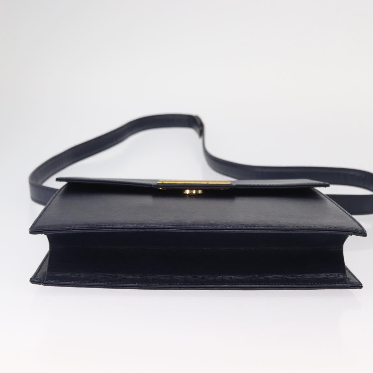 Christian Dior Vintage Cd Flap Shoulder Bag Leather Navy Leather Shoulder Bag Bag (Pre-Owned)