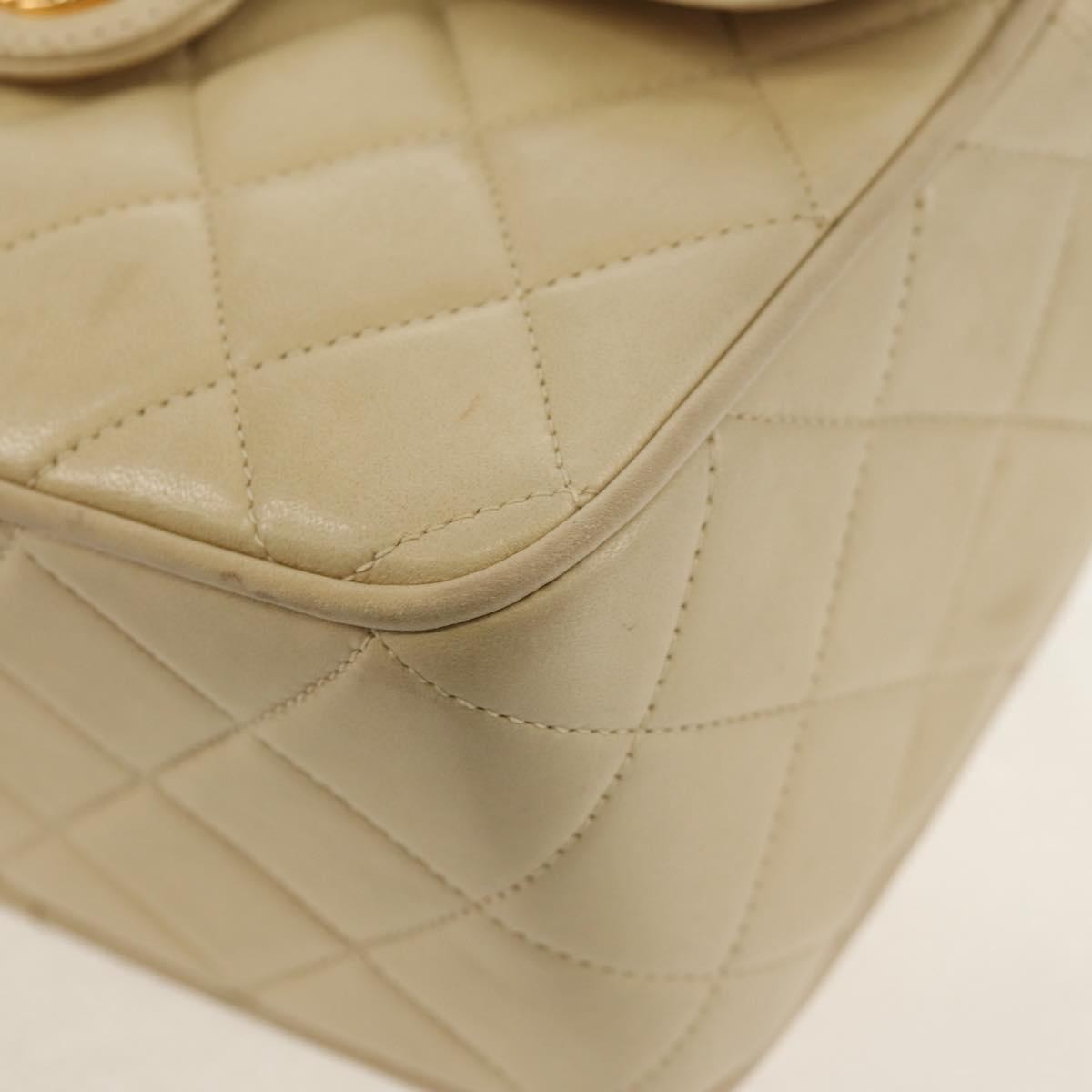 Chanel Chain Flap Shoulder Bag Quilted Lambskin Beige Leather Shoulder Bag Bag