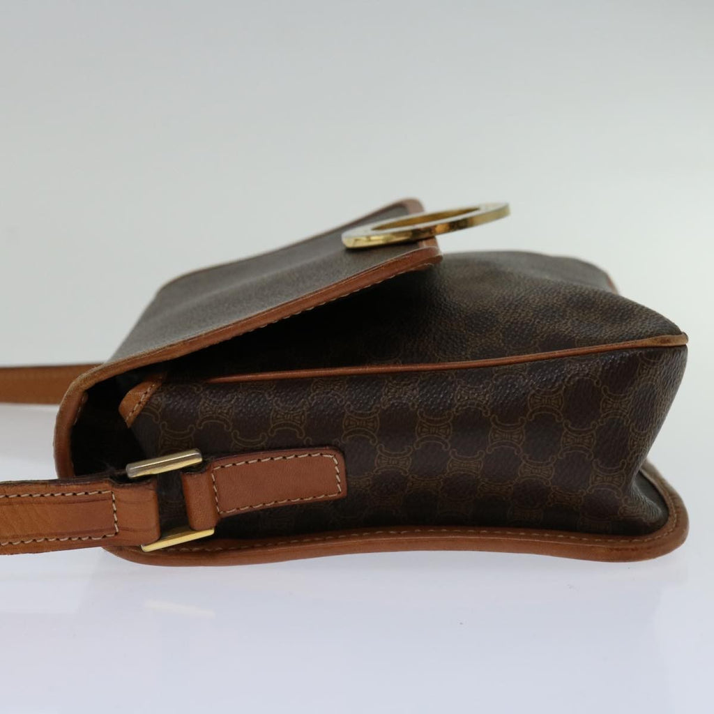 Celine Circle Logo Shoulder Bag Canvas Brown Pvc Shoulder Bag Bag