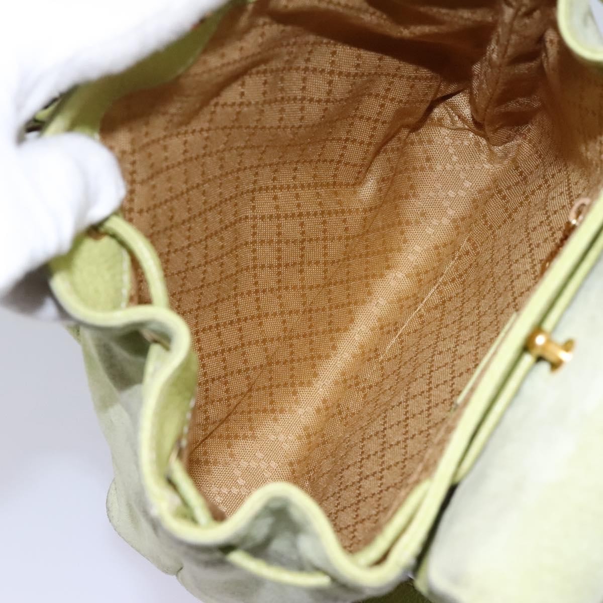 Gucci Gucci Bamboo Backpack Daim Green Suede Backpack Bag (Pre-Owned)