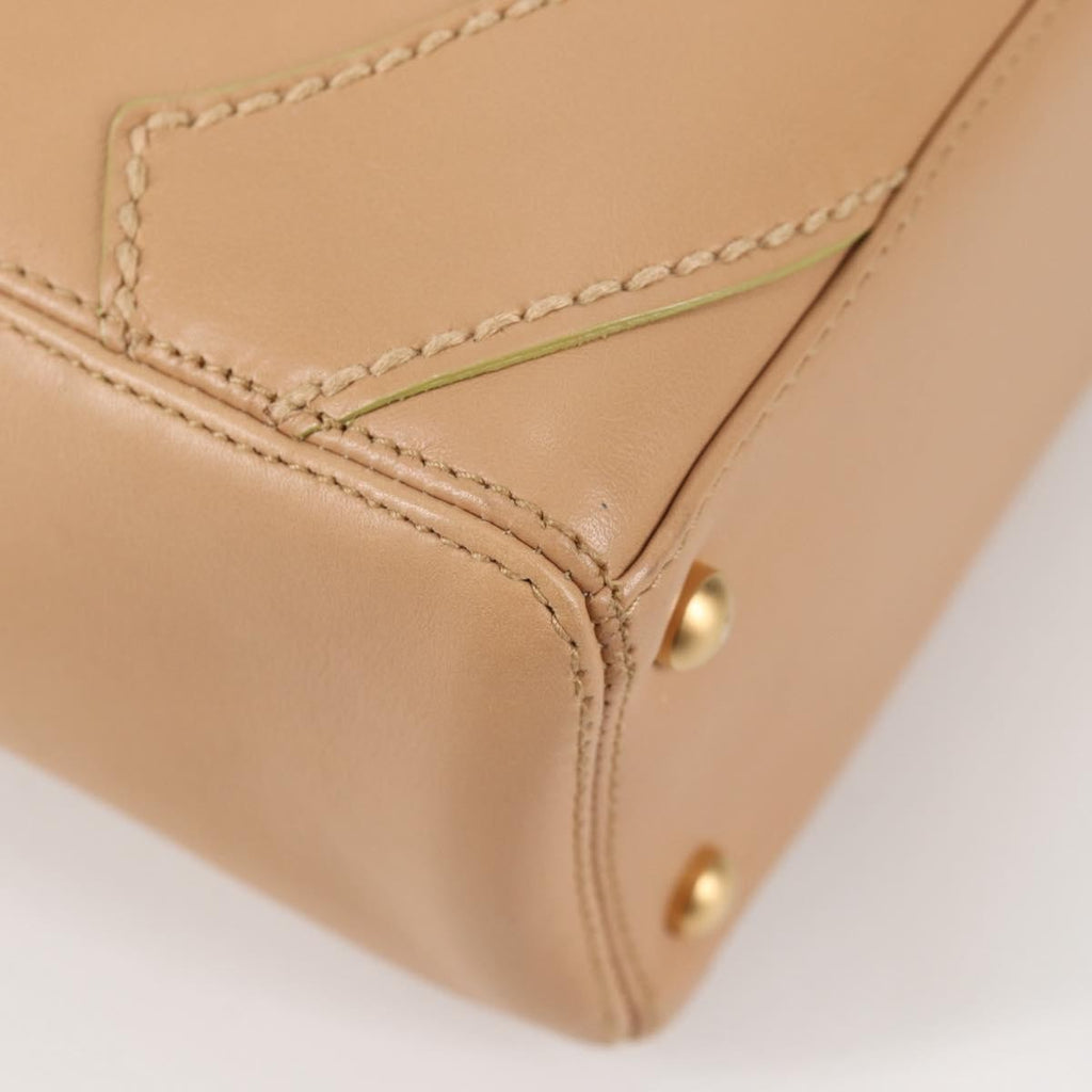 Chanel Cc Stitch Tote Lambskin Beige Leather Bag