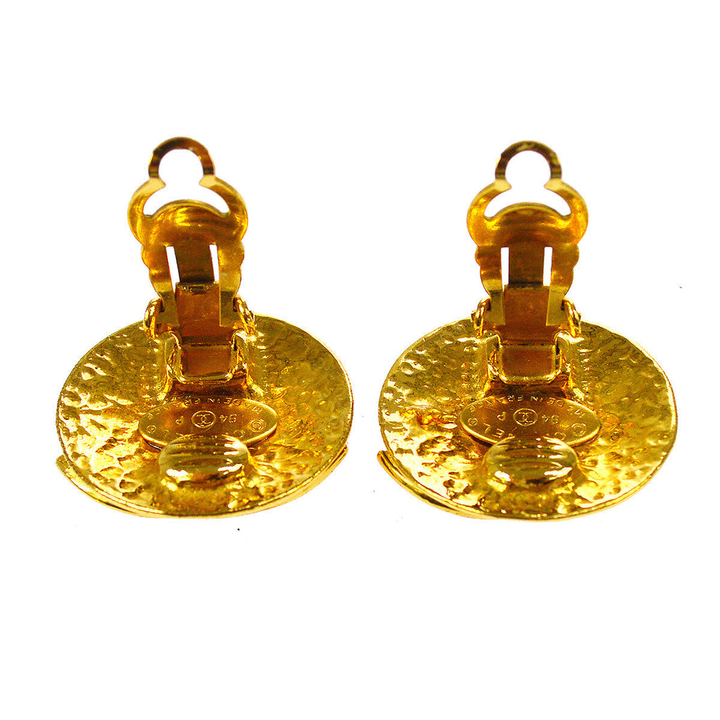 Chanel Cc Button Clip-On Earrings Metal Gold Gold_Plated Earrings Jewelry