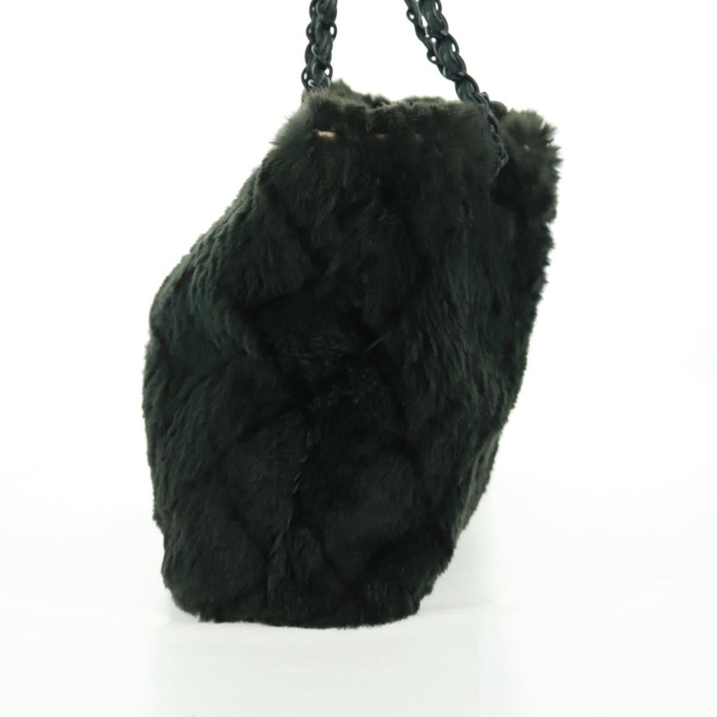 Chanel Chain Tote Lapin Fur Green Fur Tote Bag Bag