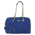 Prada Chain Shoulder Bag Quilted Tessuto Blue Nylon Shoulder Bag Bag