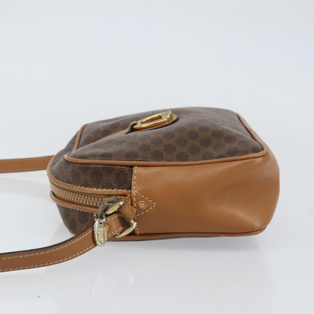 Celine Vintage Macadam Shoulder Bag Canvas And Leather Brown Canvas Shoulder Bag Bag