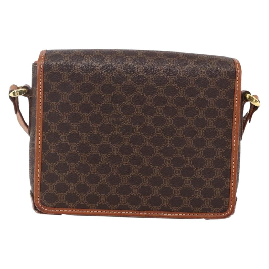 Celine Vintage Macadam Shoulder Bag Canvas And Leather Brown Canvas Shoulder Bag Bag