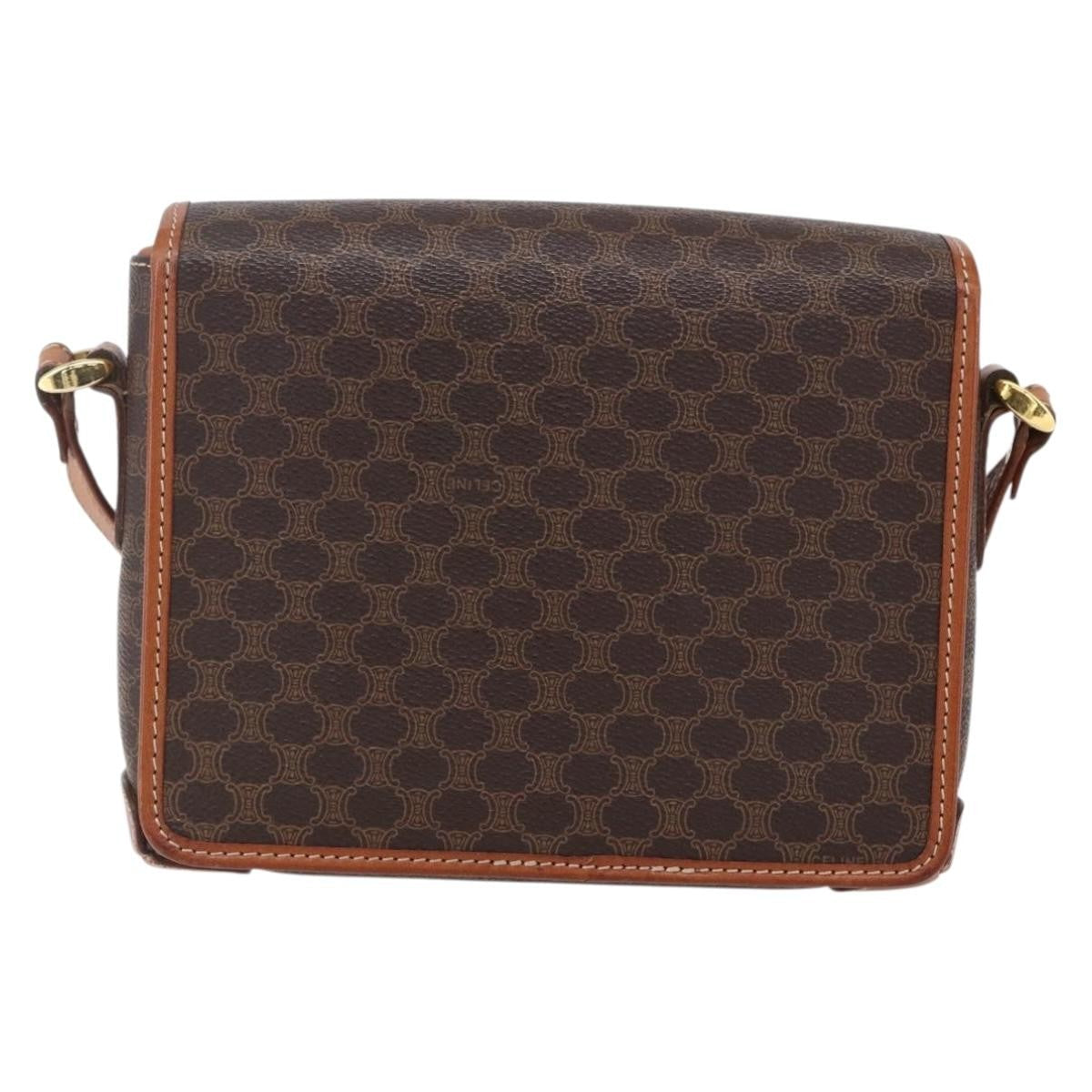 Celine Vintage Macadam Shoulder Bag Canvas And Leather Brown Canvas Shoulder Bag Bag