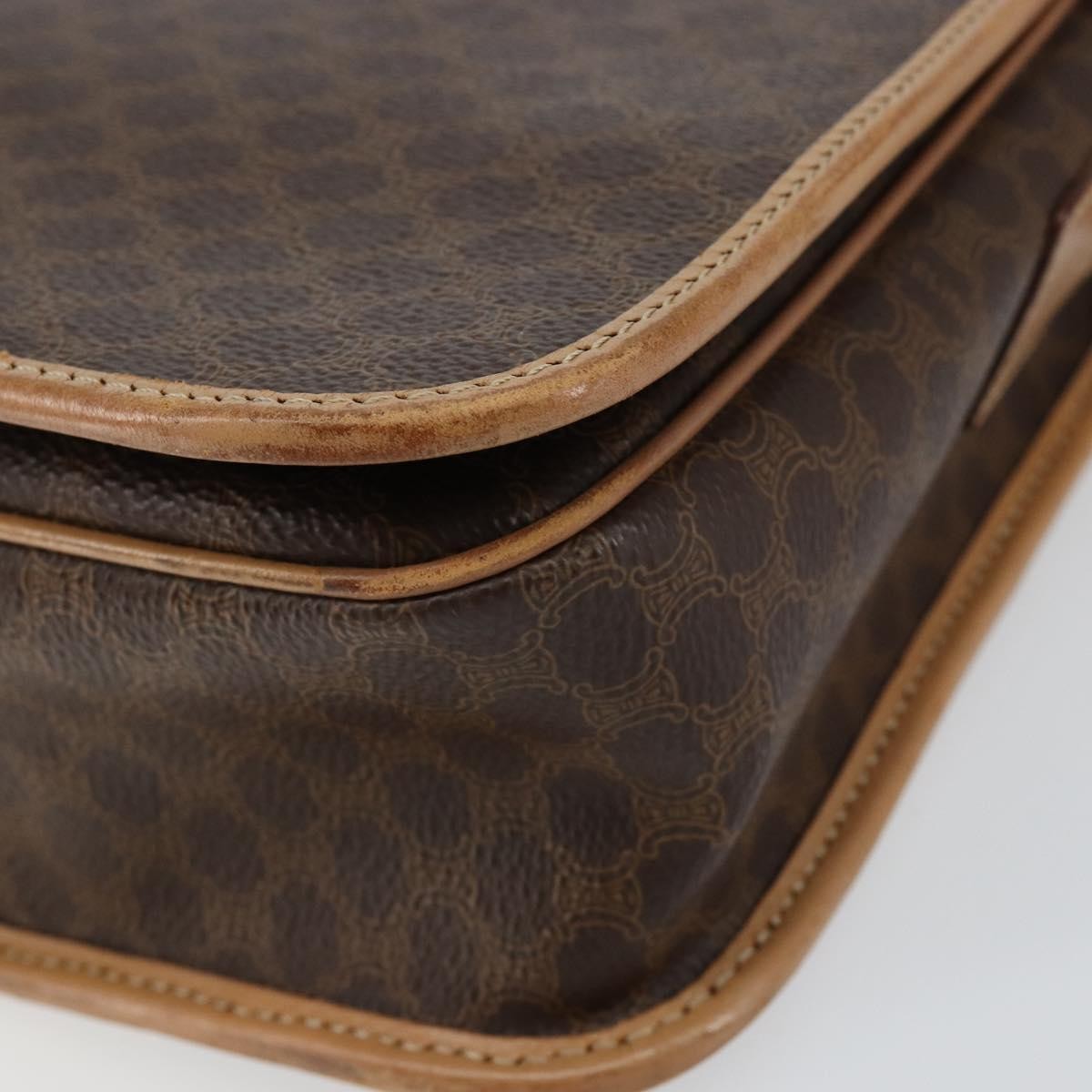 Celine Vintage Macadam Shoulder Bag Canvas And Leather Brown Canvas Shoulder Bag Bag