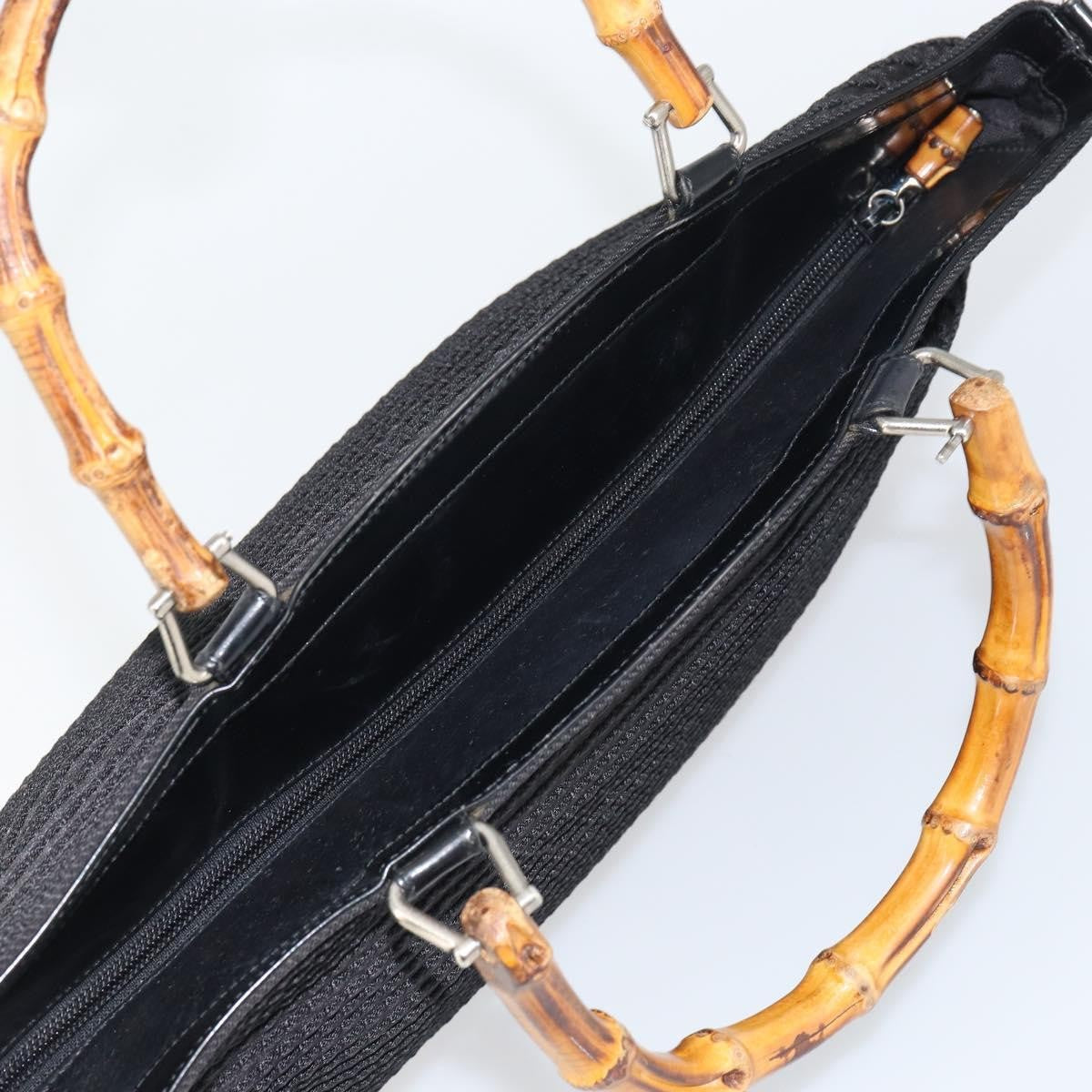 Gucci Vintage Bamboo Handle Bag Nylon Black Nylon Tote Bag Bag (Pre-Owned)
