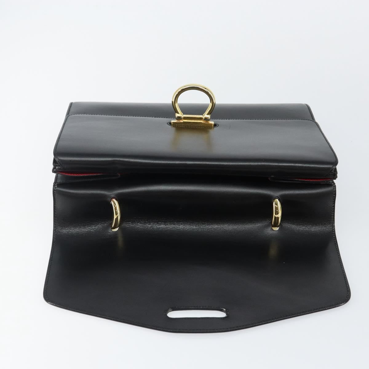 Celine Vintage Top Handle Bag Glazed Leather Black Leather Bag