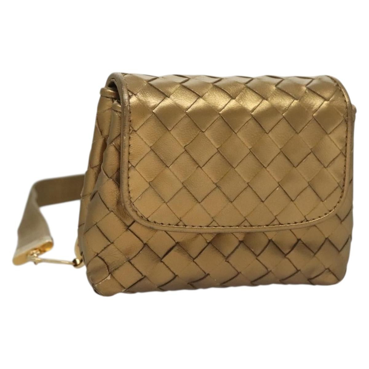 Bottega Veneta Chain Flap Shoulder Bag Leather Gold Leather Shoulder Bag Bag