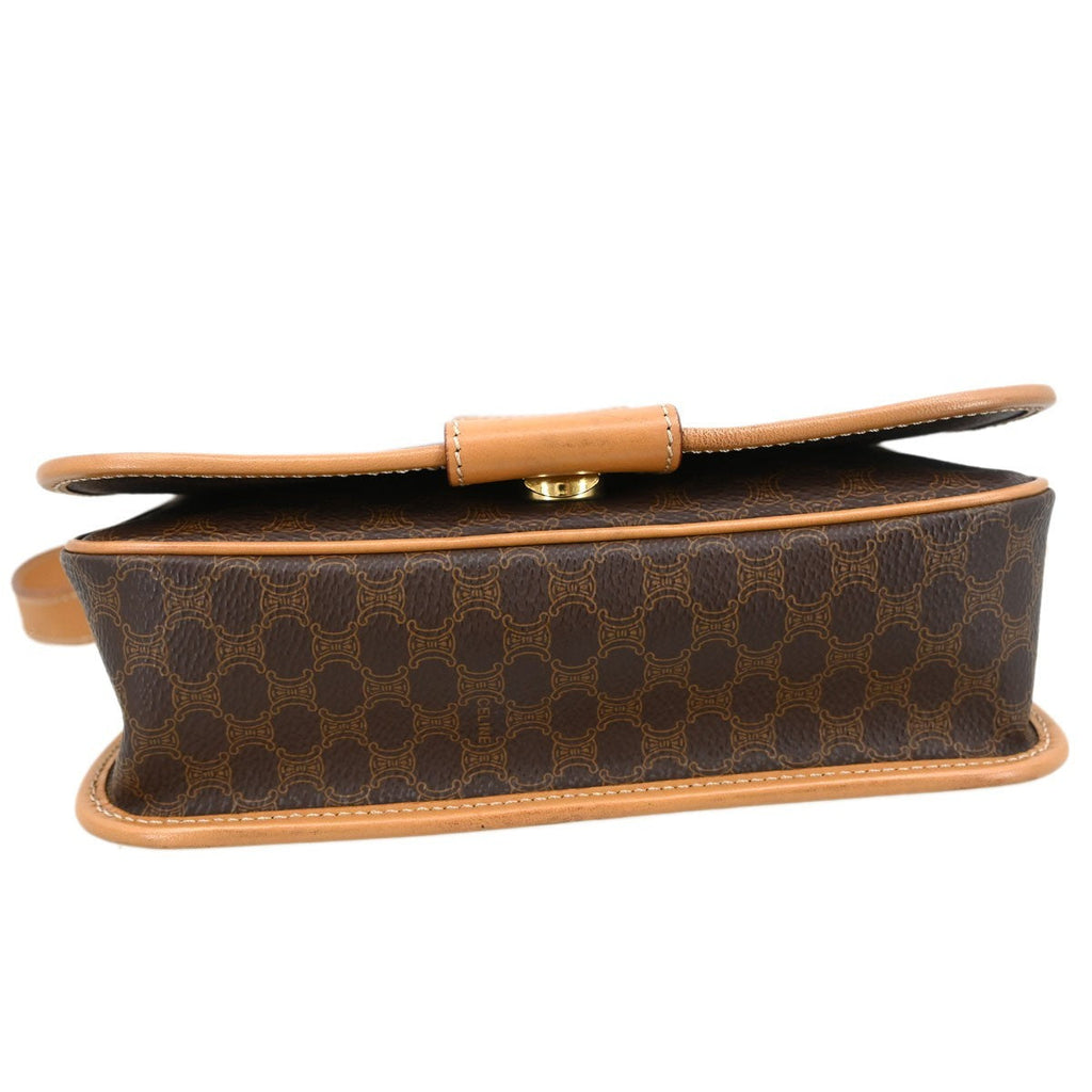 Celine Vintage Macadam Shoulder Bag Canvas And Leather Brown Canvas Shoulder Bag Bag