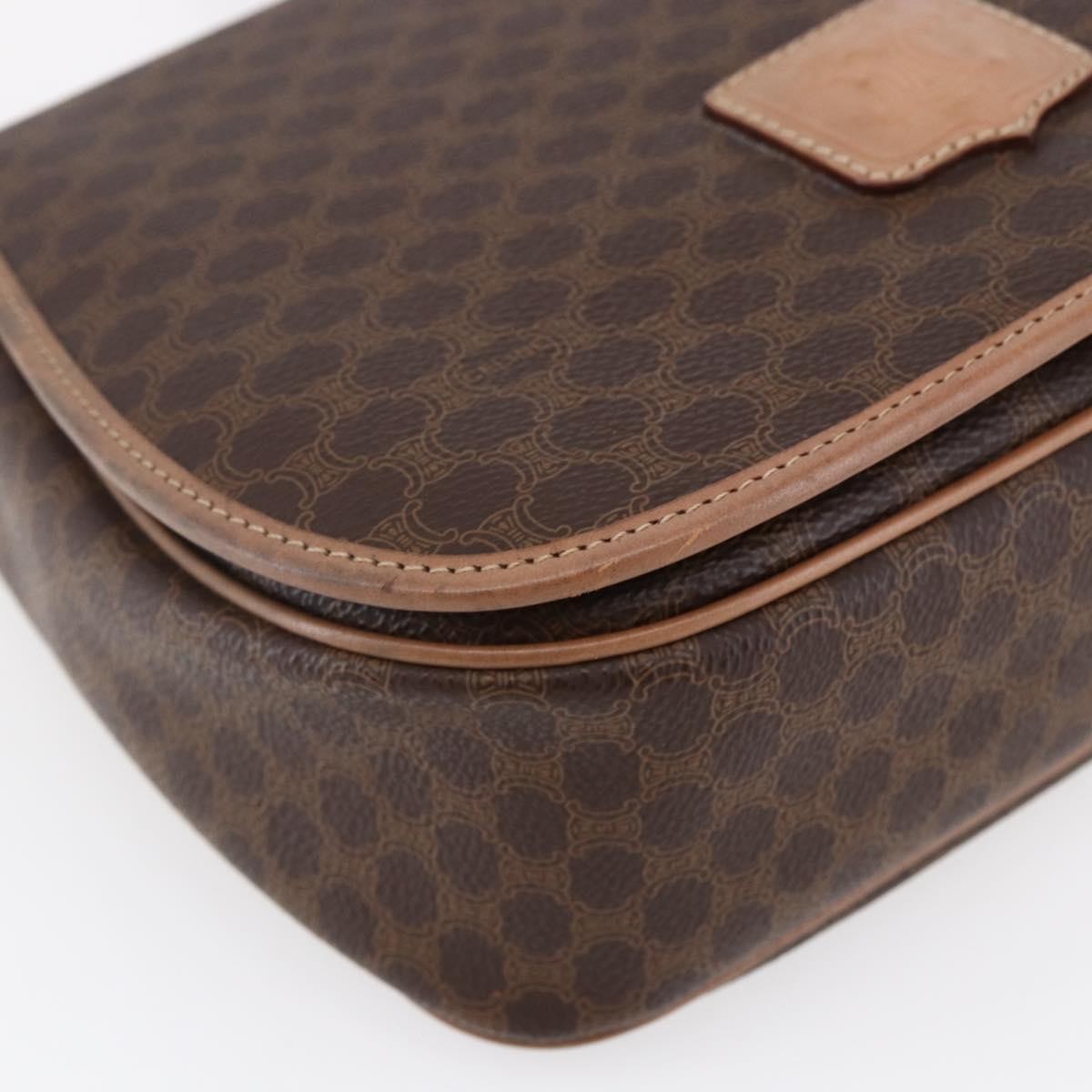 Celine Macadam Shoulder Bag Pvc Leather Brown Canvas Shoulder Bag Bag