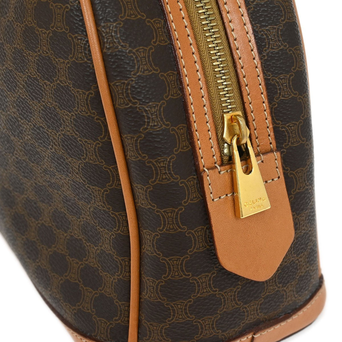 Celine C Macadam Handbag Canvas Brown Canvas Handbag