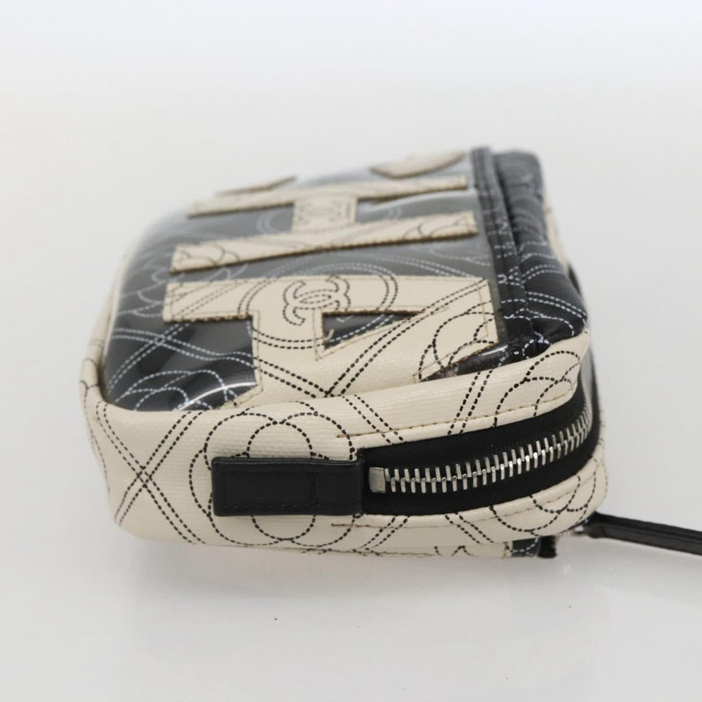 Chanel Logo Camera Case Clutch Printed Coated Canvas Black Pvc Clutche & Pouche Bag