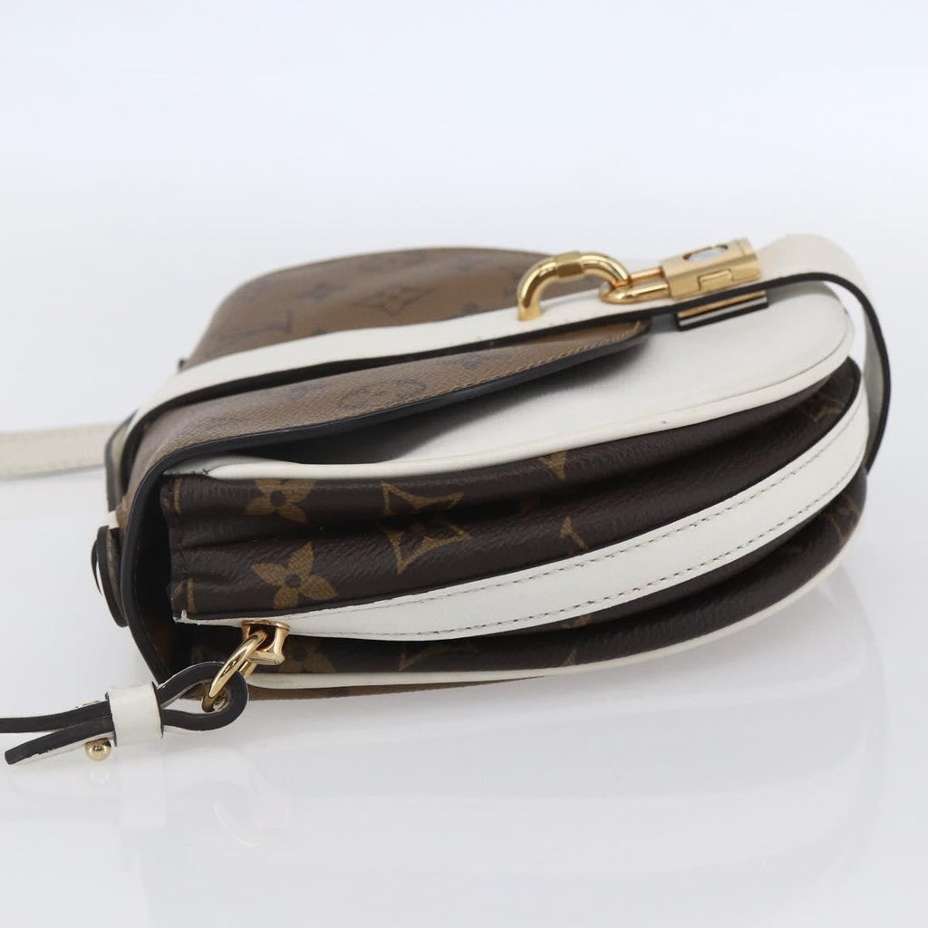 Louis Vuitton Chantilly Lock Handbag Reverse Monogram Canvas And Leather White Leather Shoulder Bag