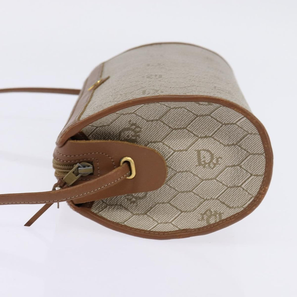 Christian Dior Vintage Honeycomb Shoulder Bag Canvas And Leather Beige Canvas Bag (Pre-Owned)