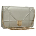 Christian Dior Diorama Wallet On Chain Leather Silver Leather Bag (Pre-Owned)