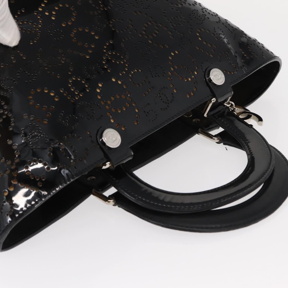 Chanel Cc No.5 Shopping Tote Perforated Patent Black Patent_Leather Tote Bag Bag