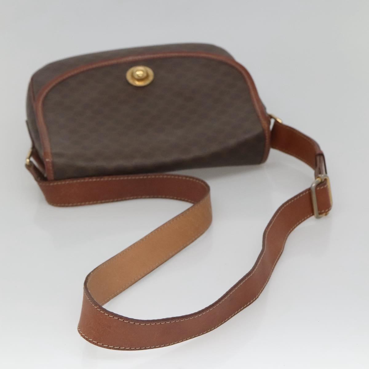 Celine Vintage Macadam Shoulder Bag Canvas And Leather Brown Canvas Shoulder Bag Bag