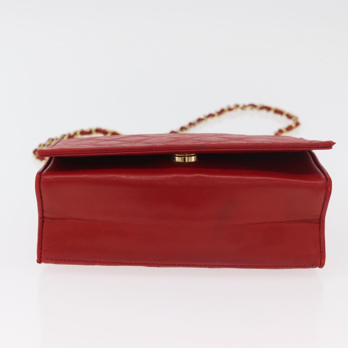 Chanel Vintage Cc Chain Full Flap Bag Quilted Leather Red Leather Shoulder Bag Bag
