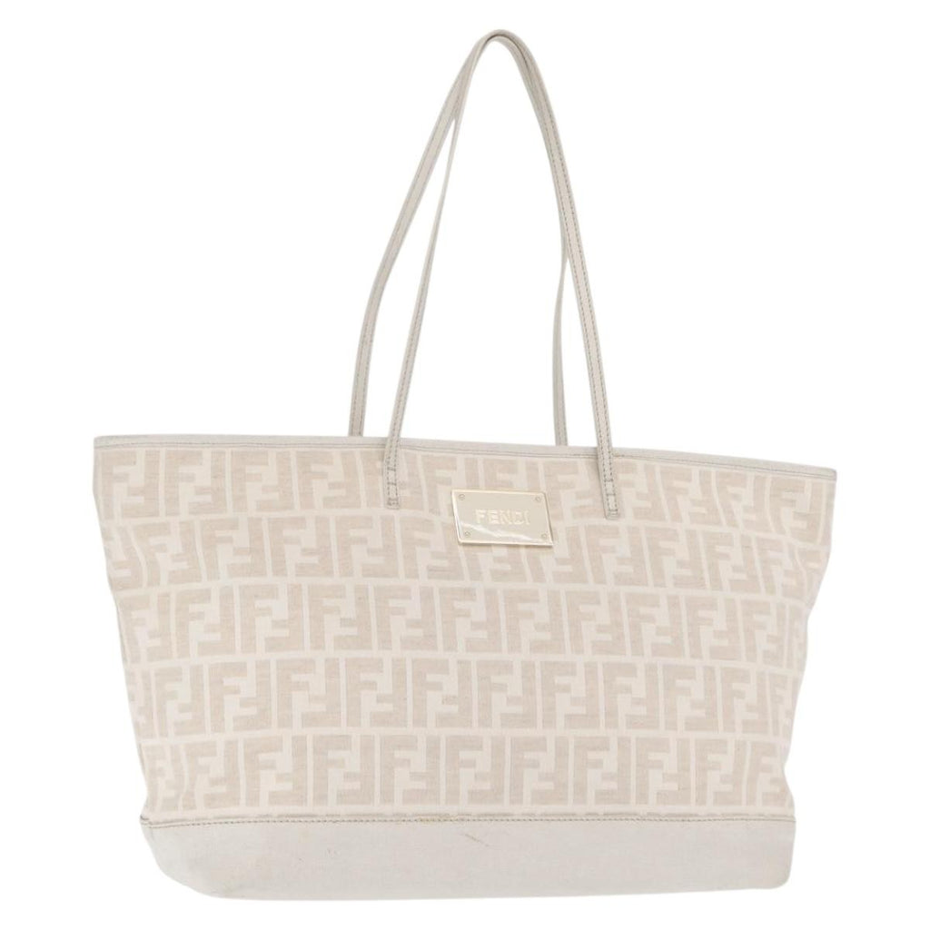 Fendi Roll Tote Zucca Canvas And Leather Beige Canvas Tote Bag Bag
