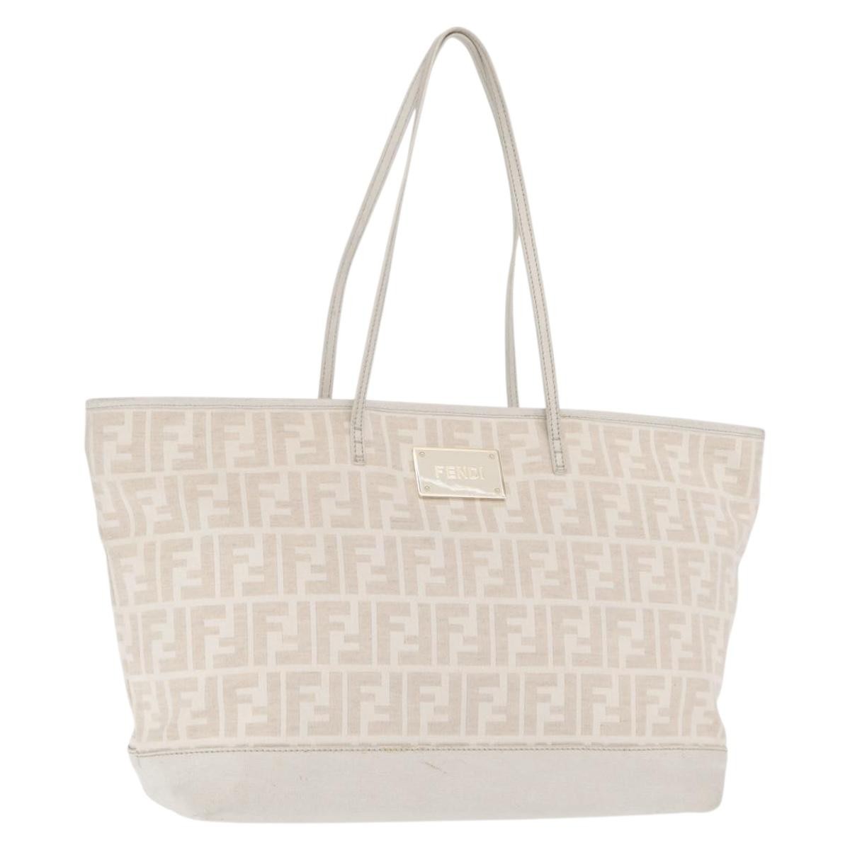 Fendi Roll Tote Zucca Canvas And Leather Beige Canvas Tote Bag Bag