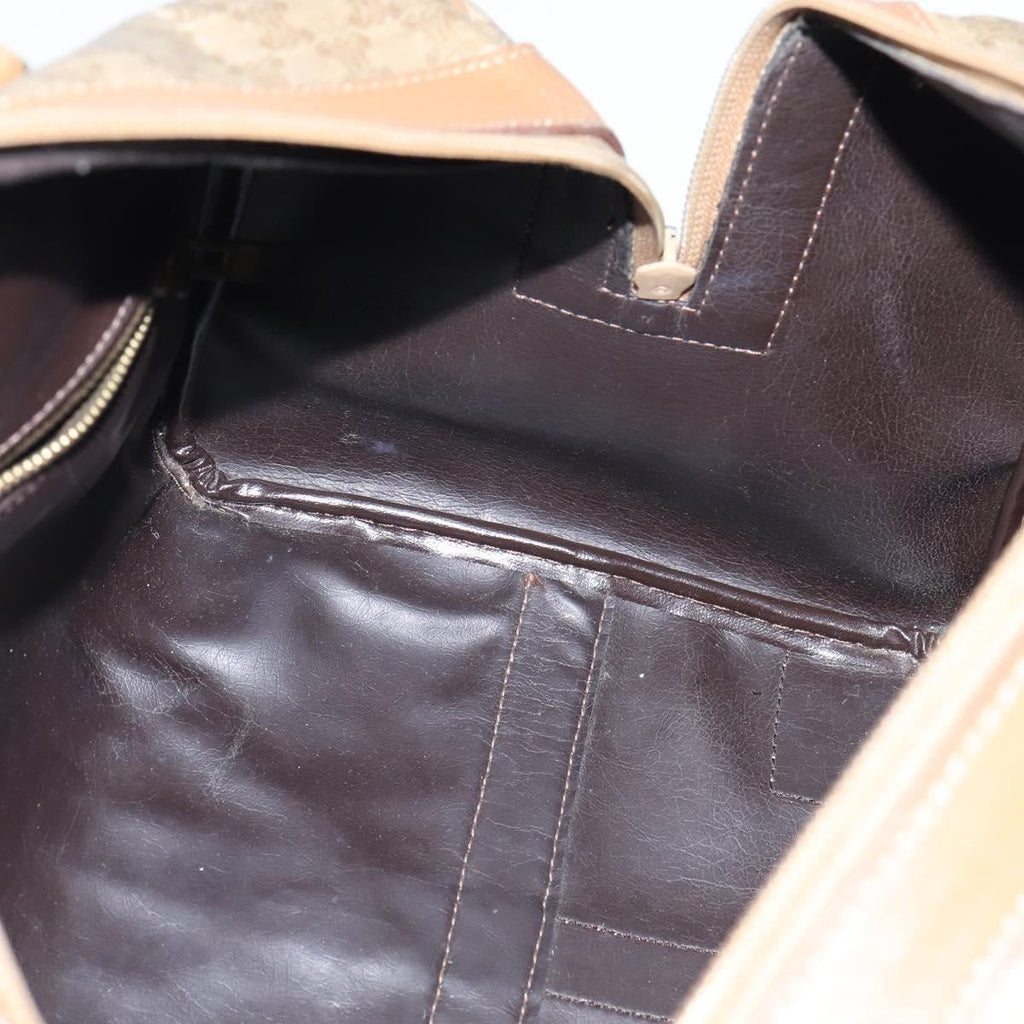 Celine Vintage Macadam Boston Bag Canvas Beige Canvas Travel Bag Bag