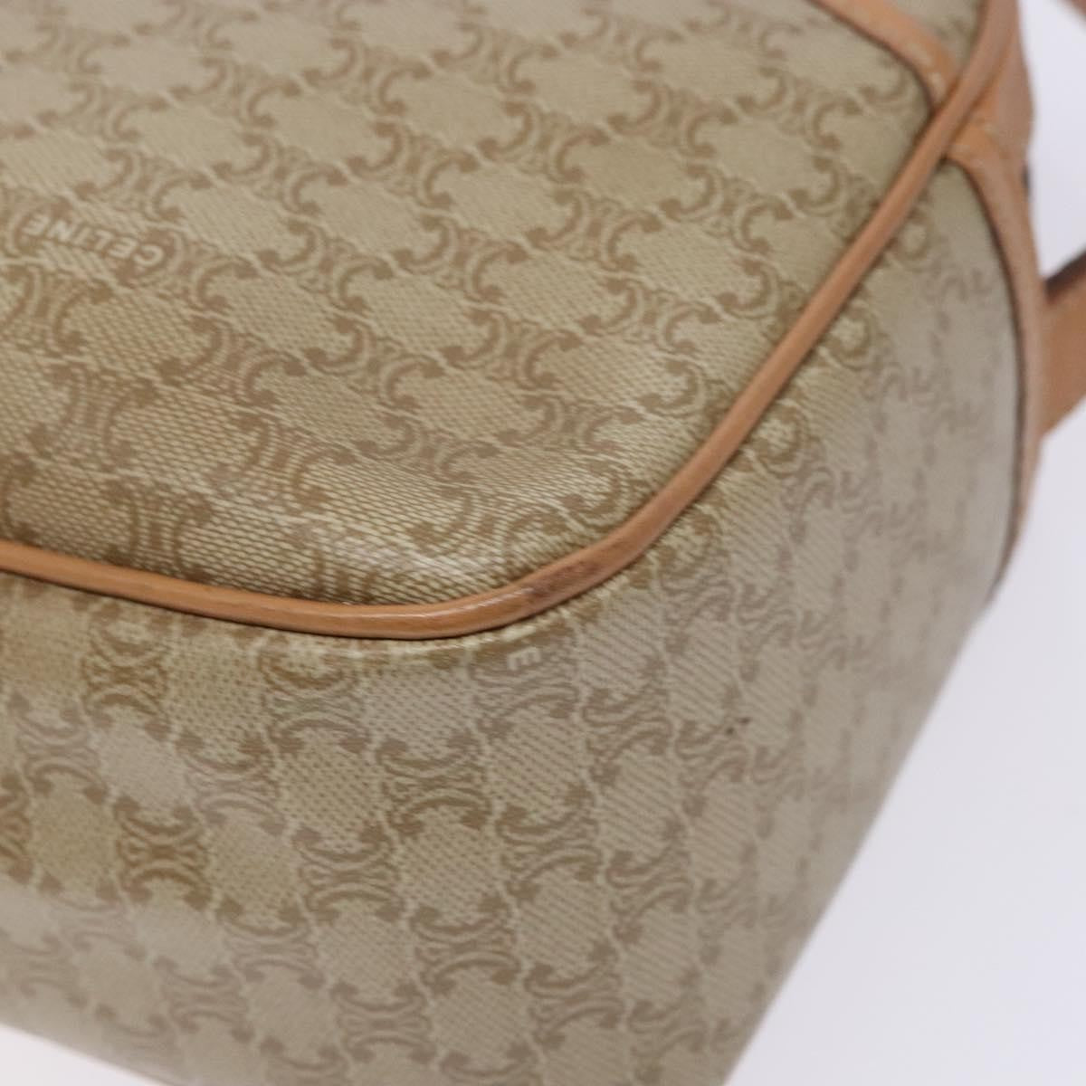 Celine Vintage Macadam Shoulder Bag Canvas And Leather Beige Canvas Bag