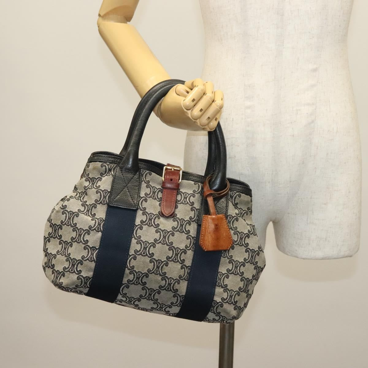 Celine Vintage Macadam Handbag Macadam Navy Canvas Bag