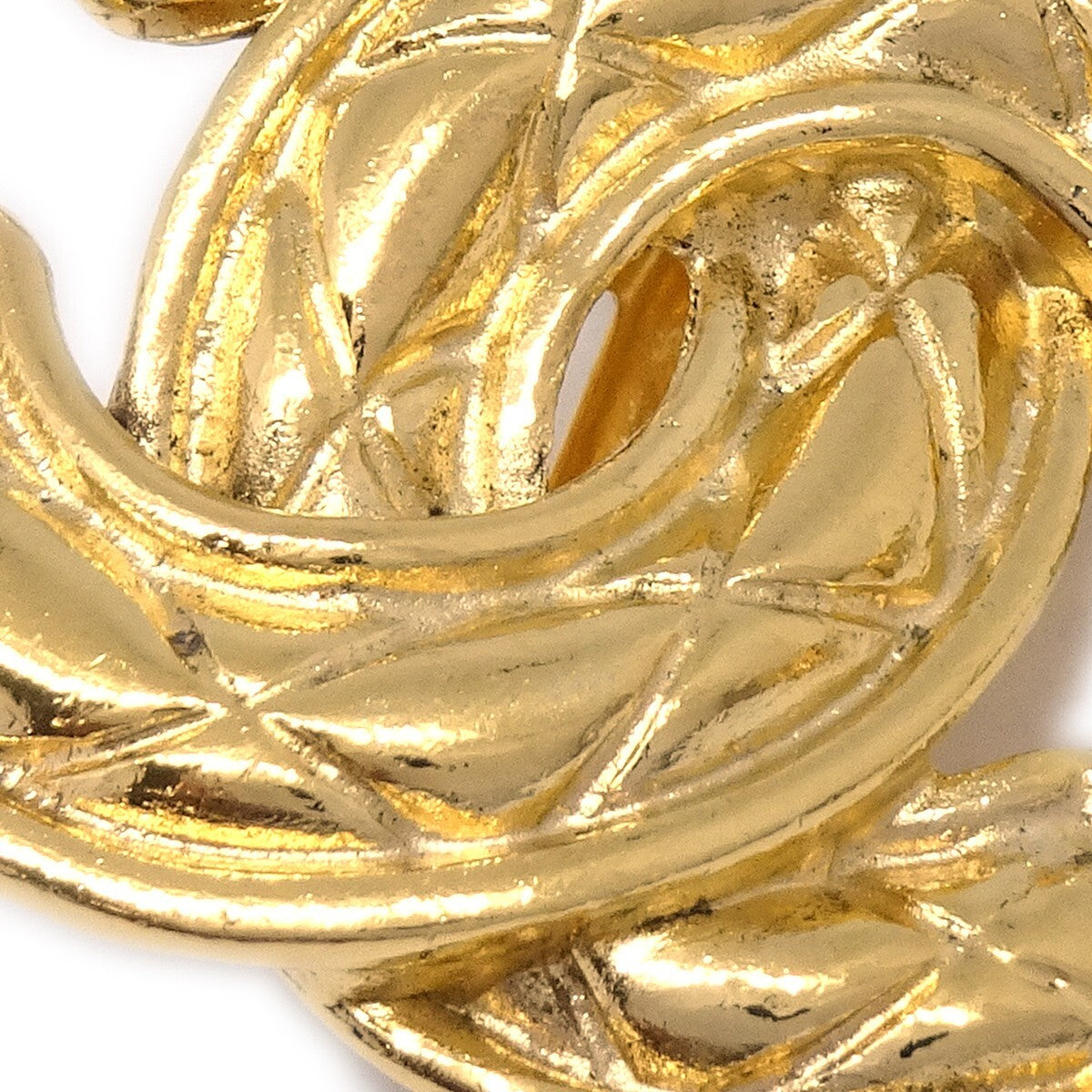 Chanel Cc Clip-On Earrings Quilted Metal Gold Gold_Plated Earrings Jewelry
