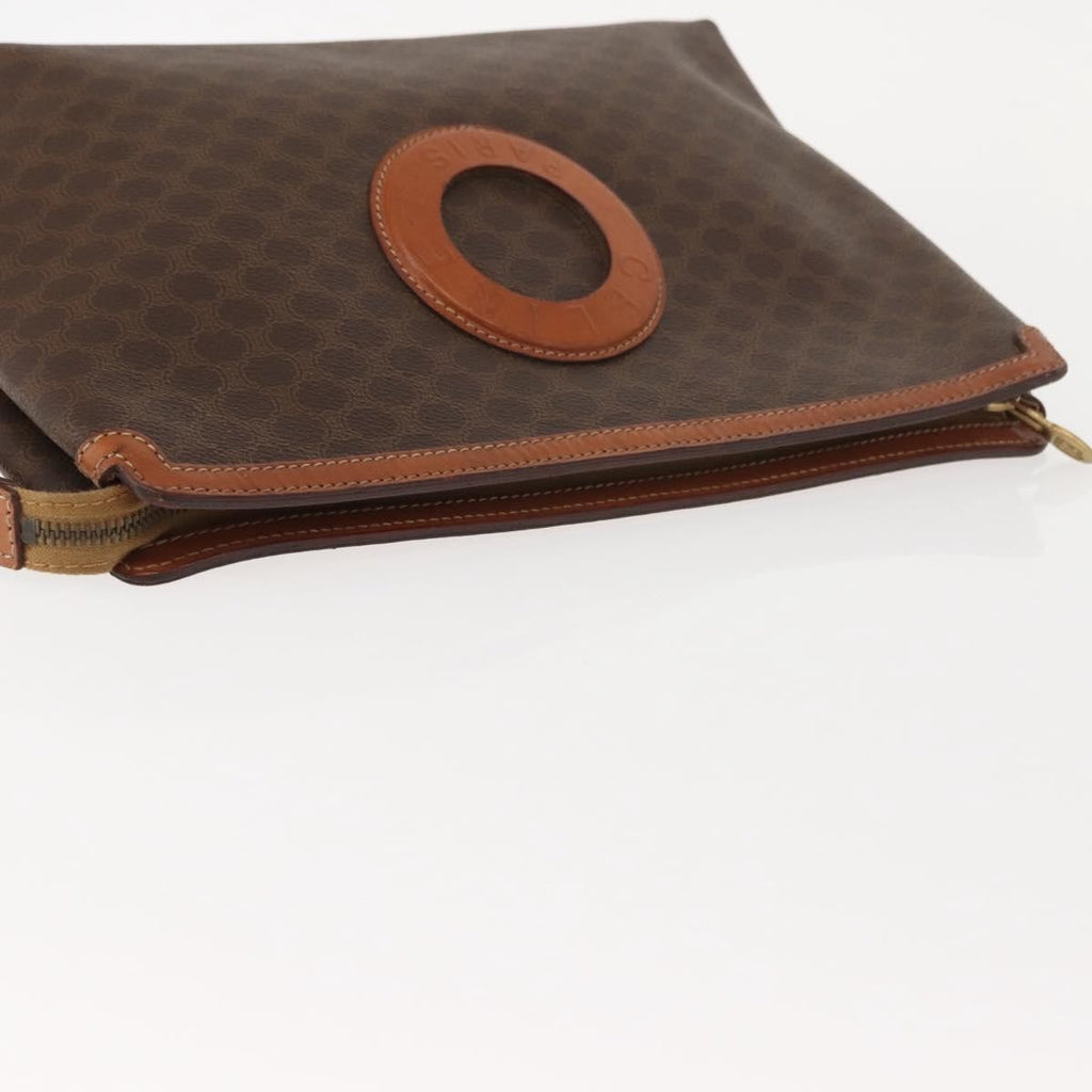 Celine Circle Logo Macadam Pouch Canvas And Leather Brown Canvas Clutche & Pouche Bag