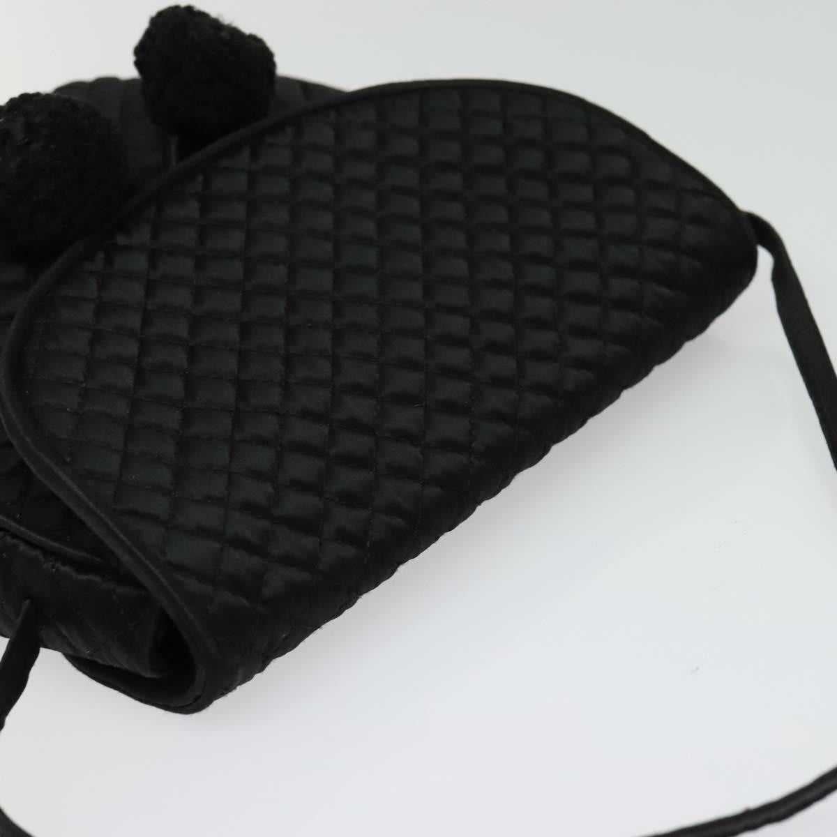 Bottega Veneta Intrecciato Clutch Bag Calfskin Black Satin Shoulder Bag Bag