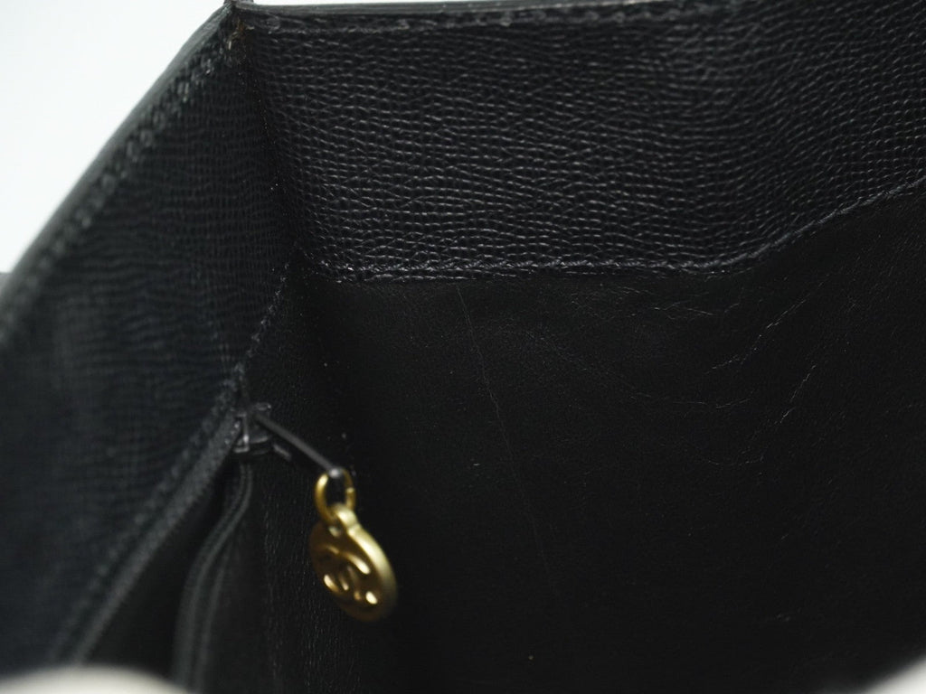 Chanel Vintage Logo Tote Leather Black Leather Tote Bag Bag