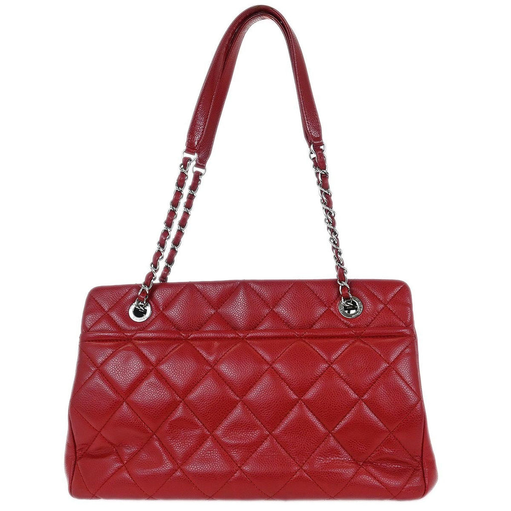 Chanel Timeless Cc Soft Tote Quilted Caviar Red Leather Tote Bag Bag