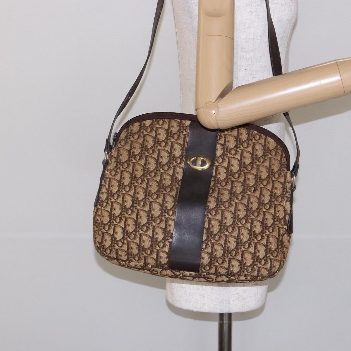 Christian Dior Vintage Trotter Shoulder Bag Canvas Brown Canvas Bag (Pre-Owned)
