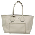 Prada Front Pocket Wing Convertible Tote Vitello Daino White Leather Tote Bag Bag