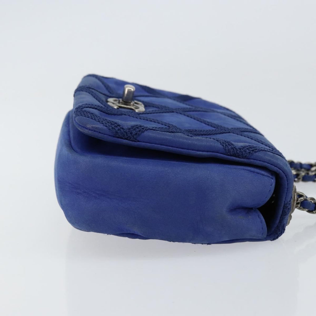 Chanel Diamond Stitch Chain Flap Bag Quilted Iridescent Calfskin Blue Leather Shoulder Bag Bag