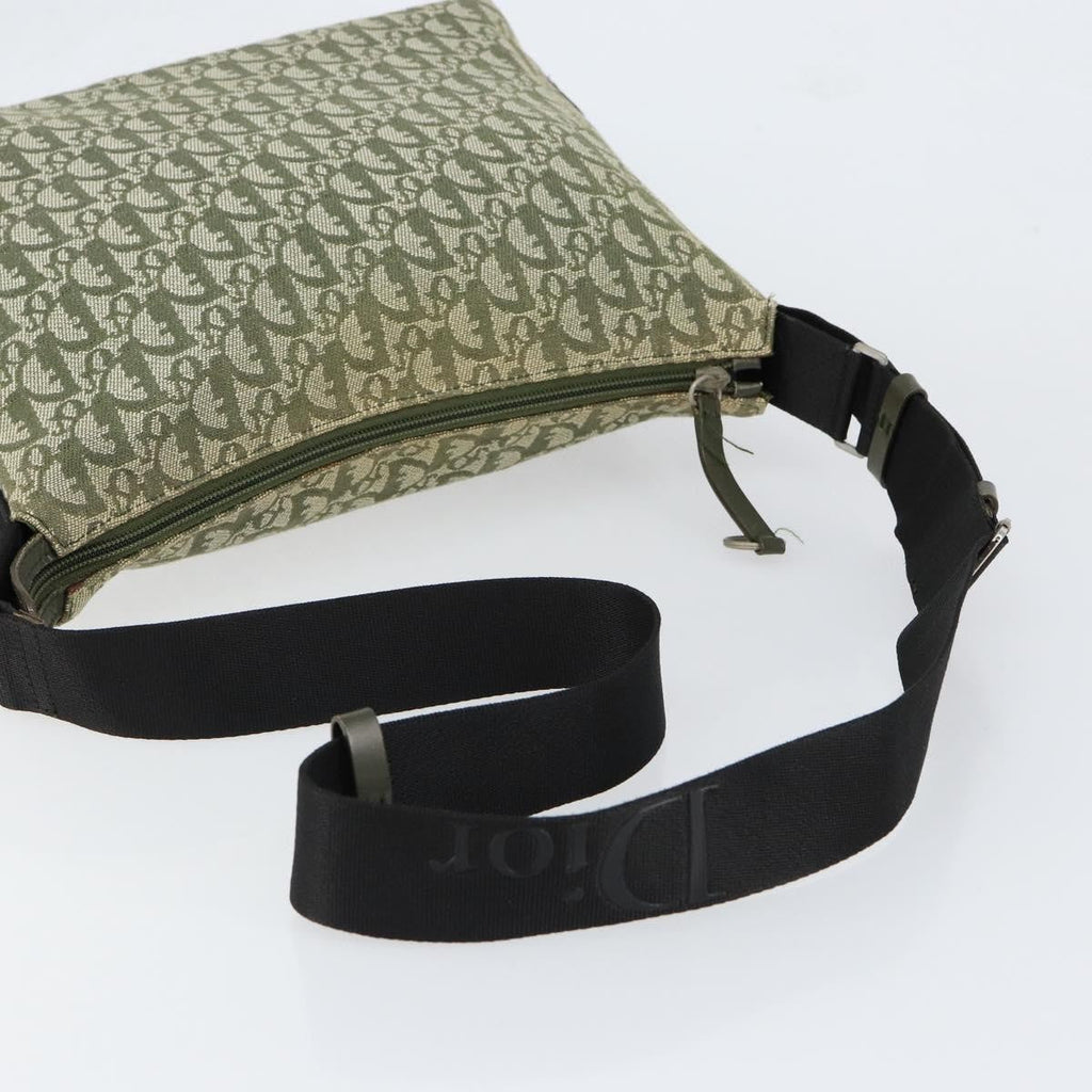 Christian Dior Vintage Trotter Shoulder Bag Canvas Green Canvas Shoulder Bag Bag (Pre-Owned)