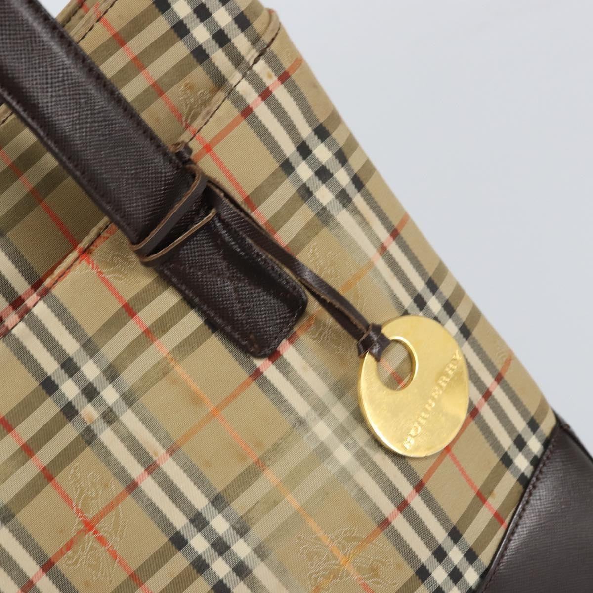 Burberry Nova Check Tote Canvas And Leather Beige Canvas Tote Bag